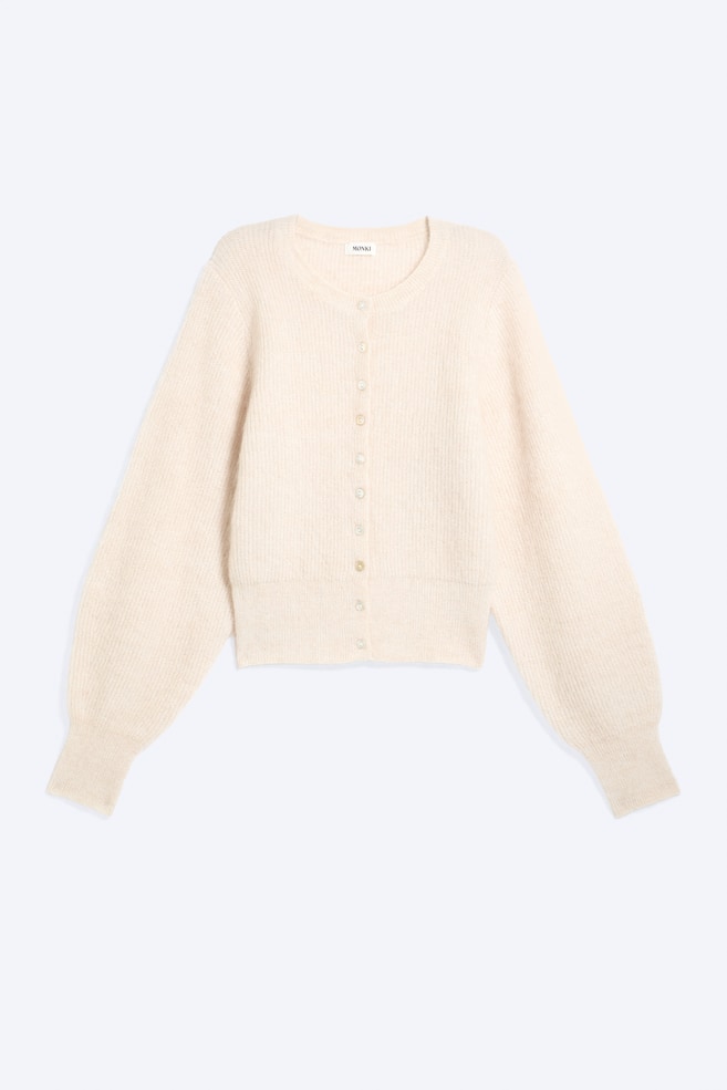 Kardigan z mieszanki zawierającej moher - Off-White/Dark Grey Melange - 1