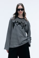 Dark Grey - Oversized Longsleeve mit Grafikprint - 0