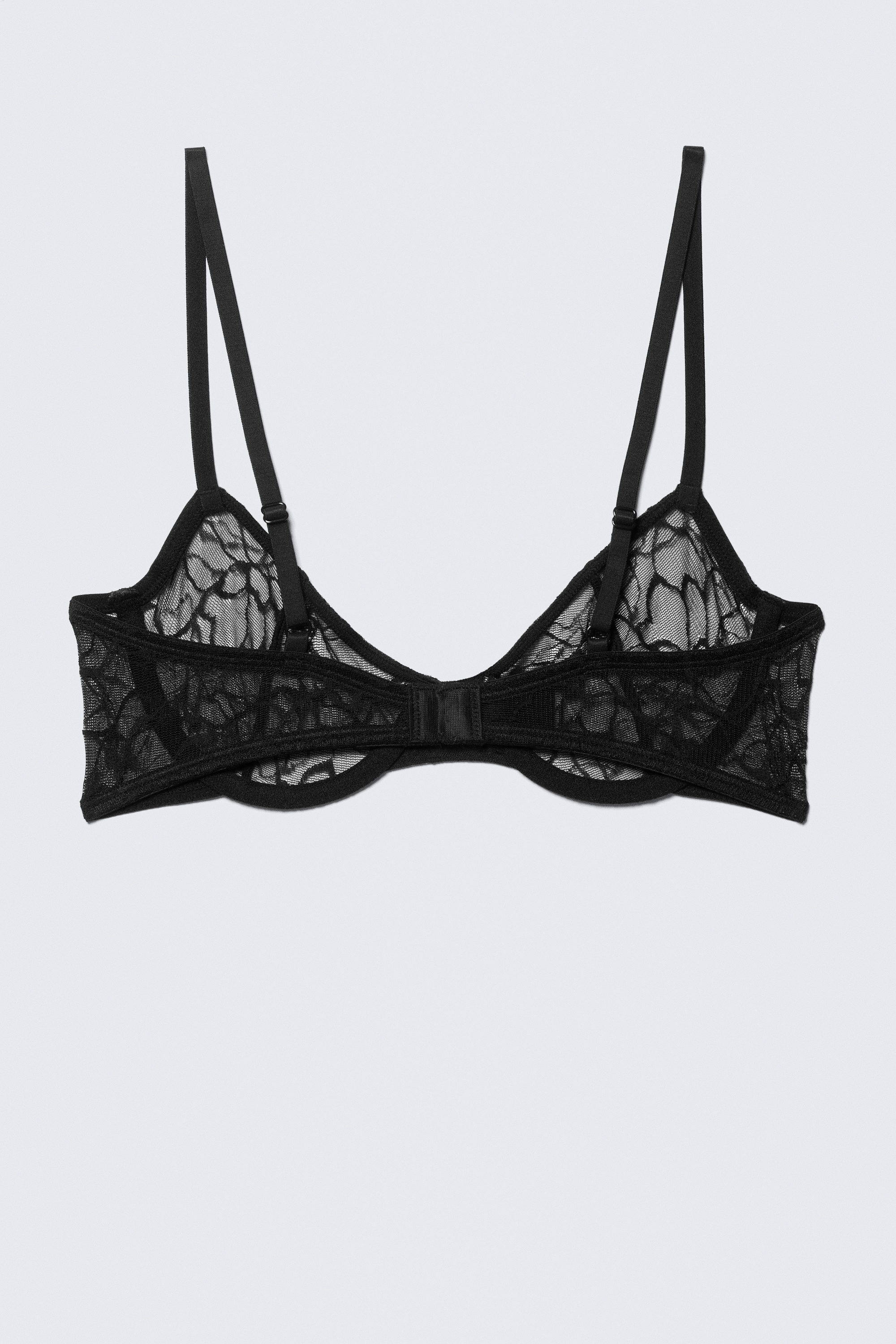 Black - Wired Swirly Lace Bra - 4