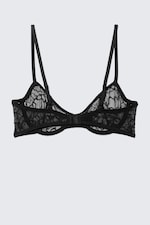 Black - Wired Swirly Lace Bra - 4