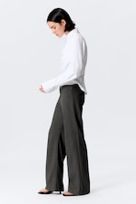 Dark Grey Melange - Low Rise Side-Zip Suiting Trousers - 1
