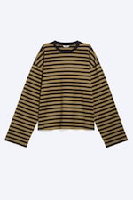 Lime/Navy Stripe - Long-Sleeved Cotton T-shirt - 3