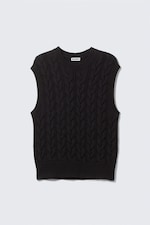 Noir - Débardeur en maille torsadée de coton - 0