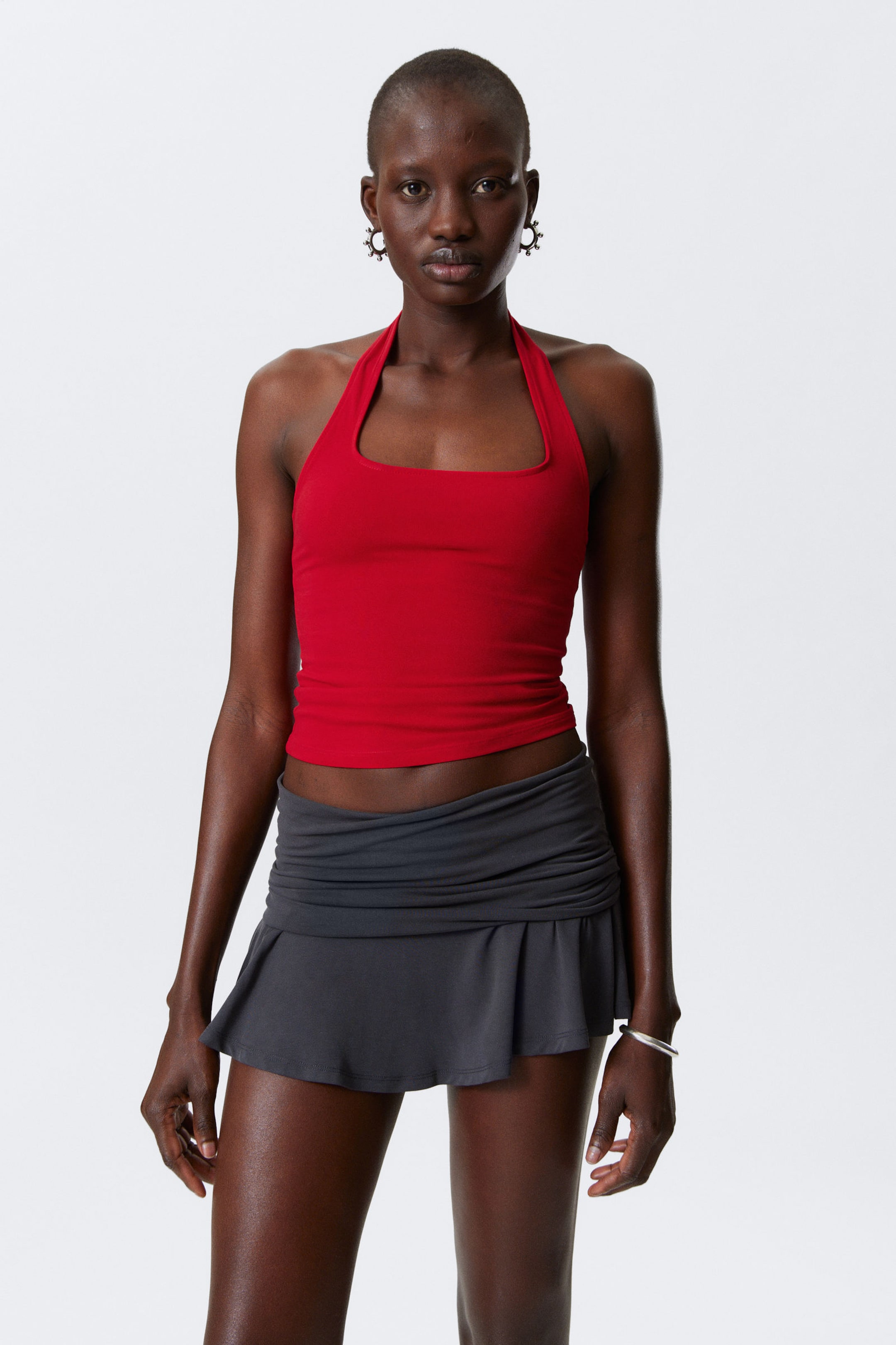 #BC0A28 - Square Neck Halter Top - 1