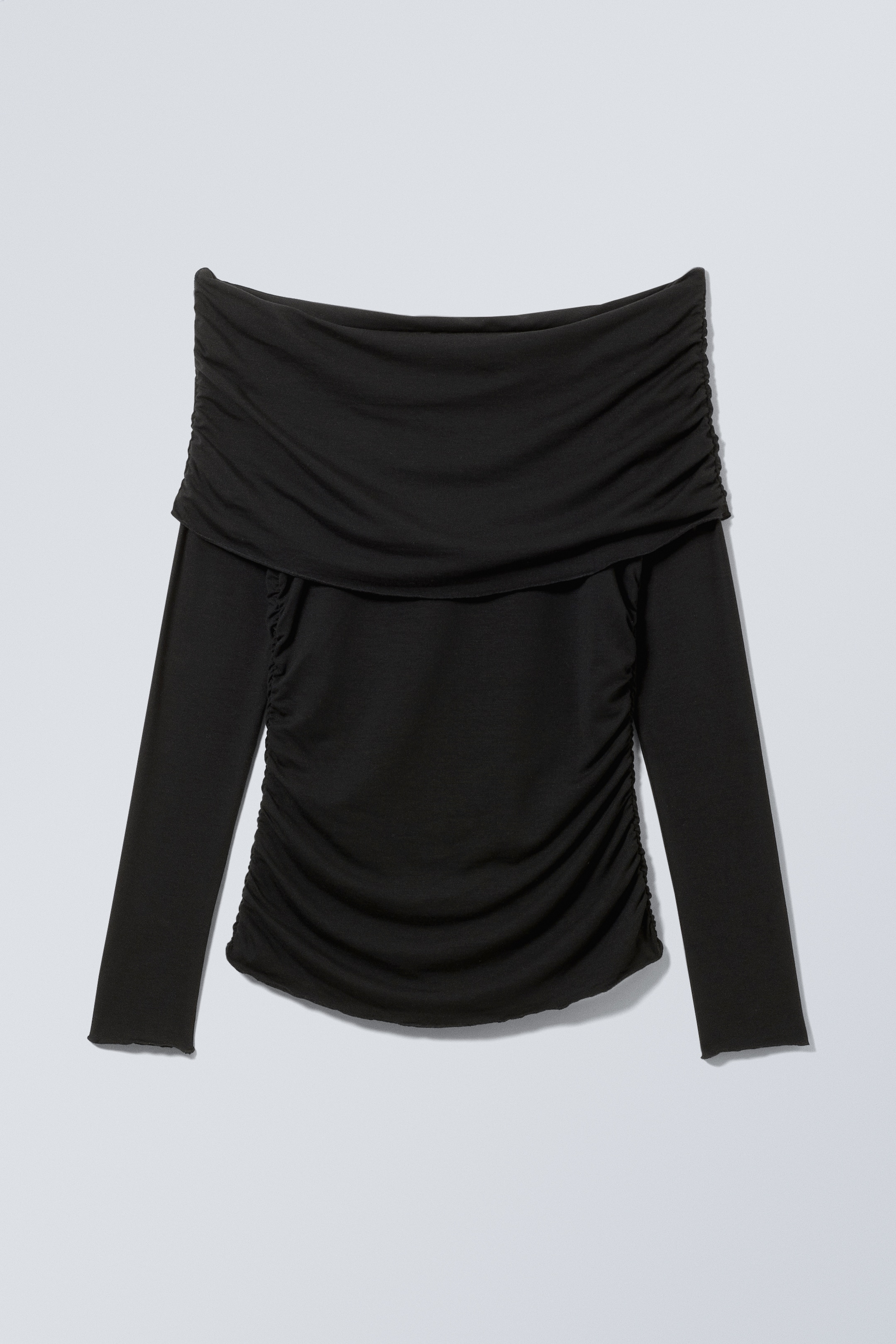 View larger image: Folded Off Shoulder Long Sleeve Top - Black - Ladies | H&M GB 1