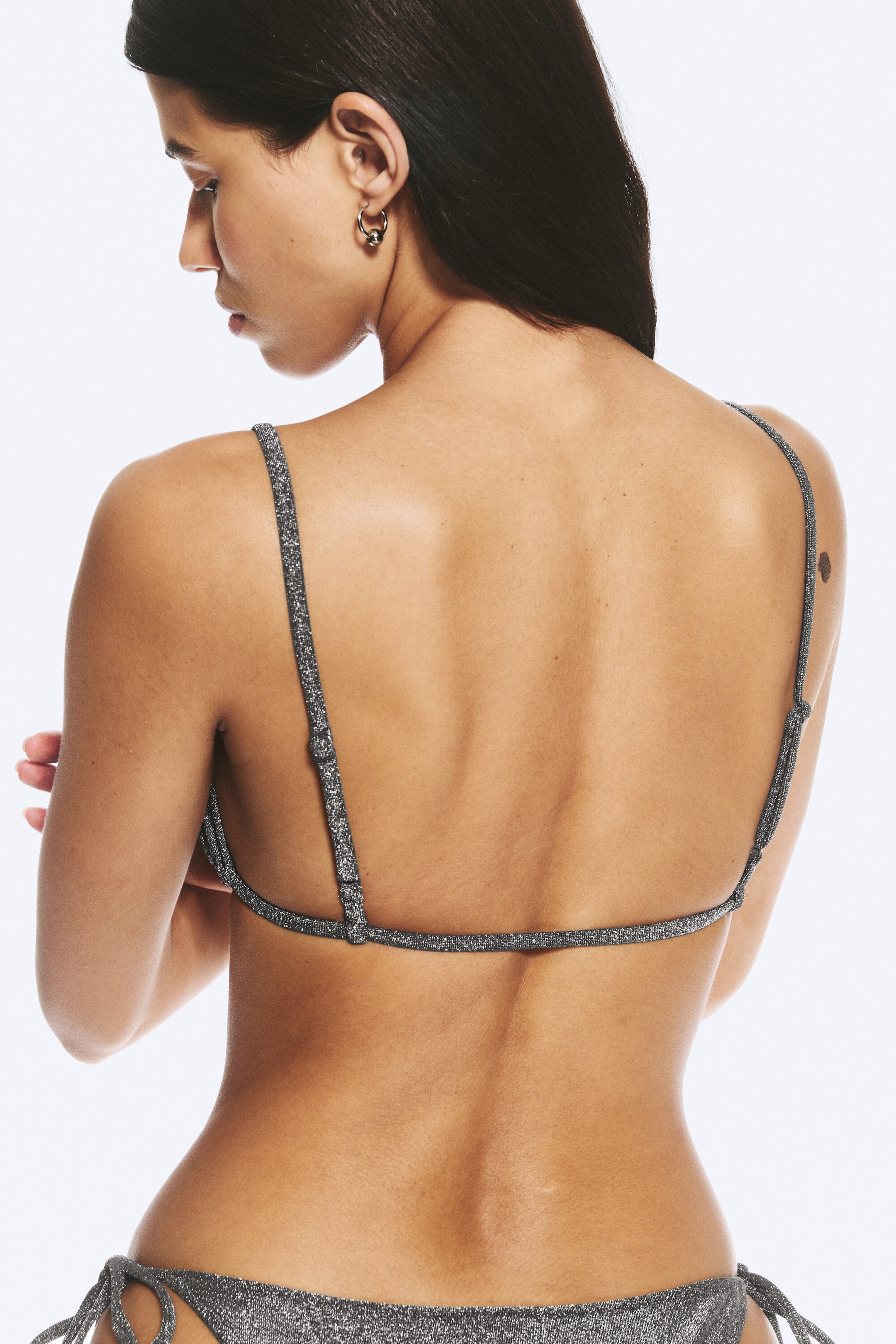 Gris foncé - scintillant - Haut de bikini triangle imprimé - 2