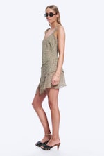 Dimmig Khakigrön - Flower - Asymmetrisk slipklänning - 2