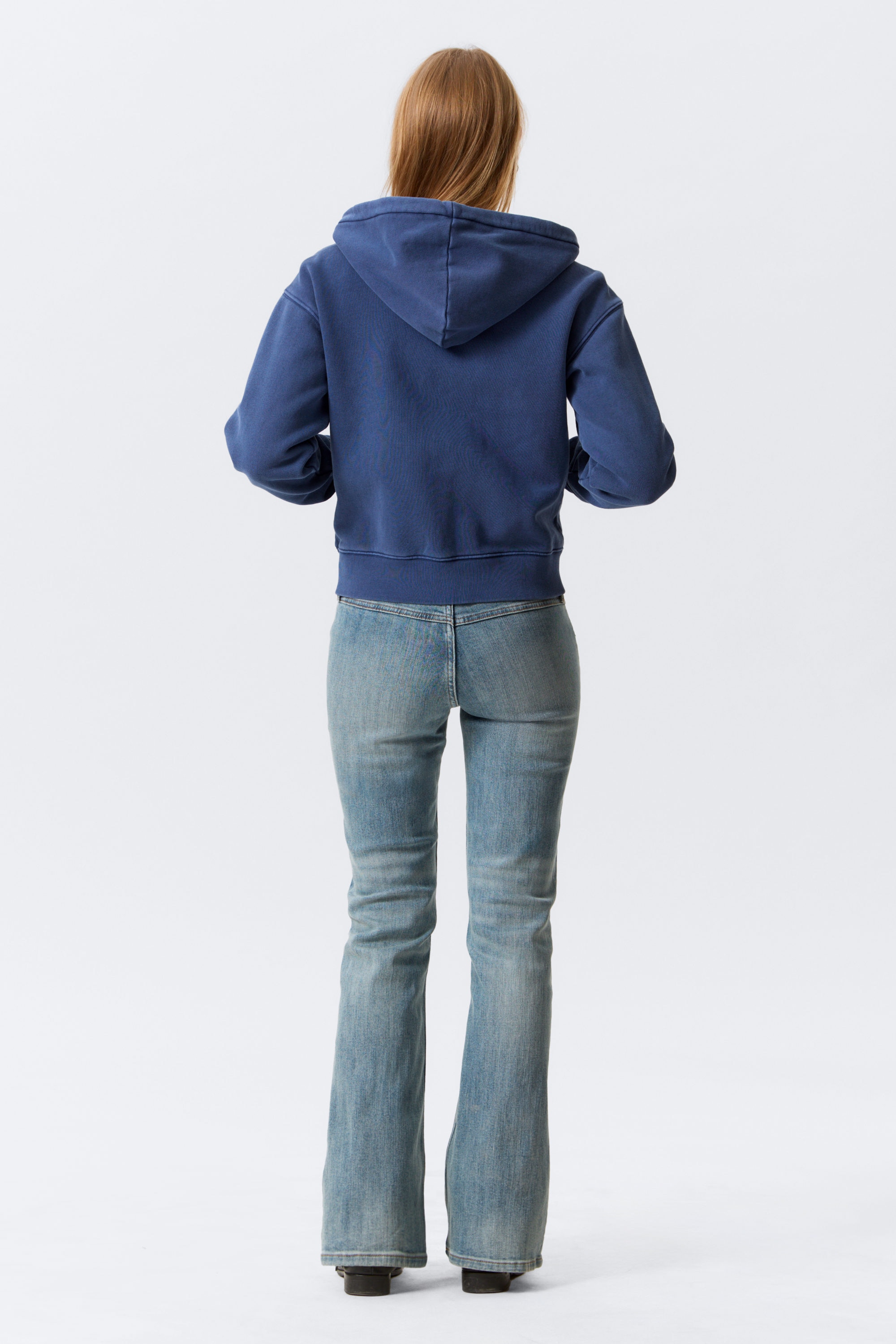 Gewaschenes Dunkelblau - Schmal geschnittener Zip-Hoodie - 3