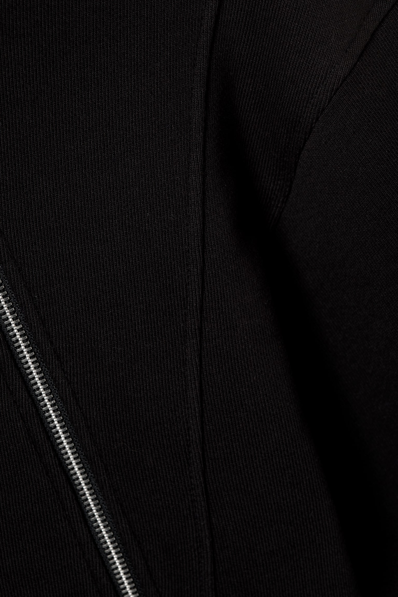 Cropped Asymmetric Zip Hoodie - Black/Washed Dark Beige - 5