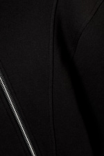 Black - Cropped Asymmetric Zip Hoodie - 5