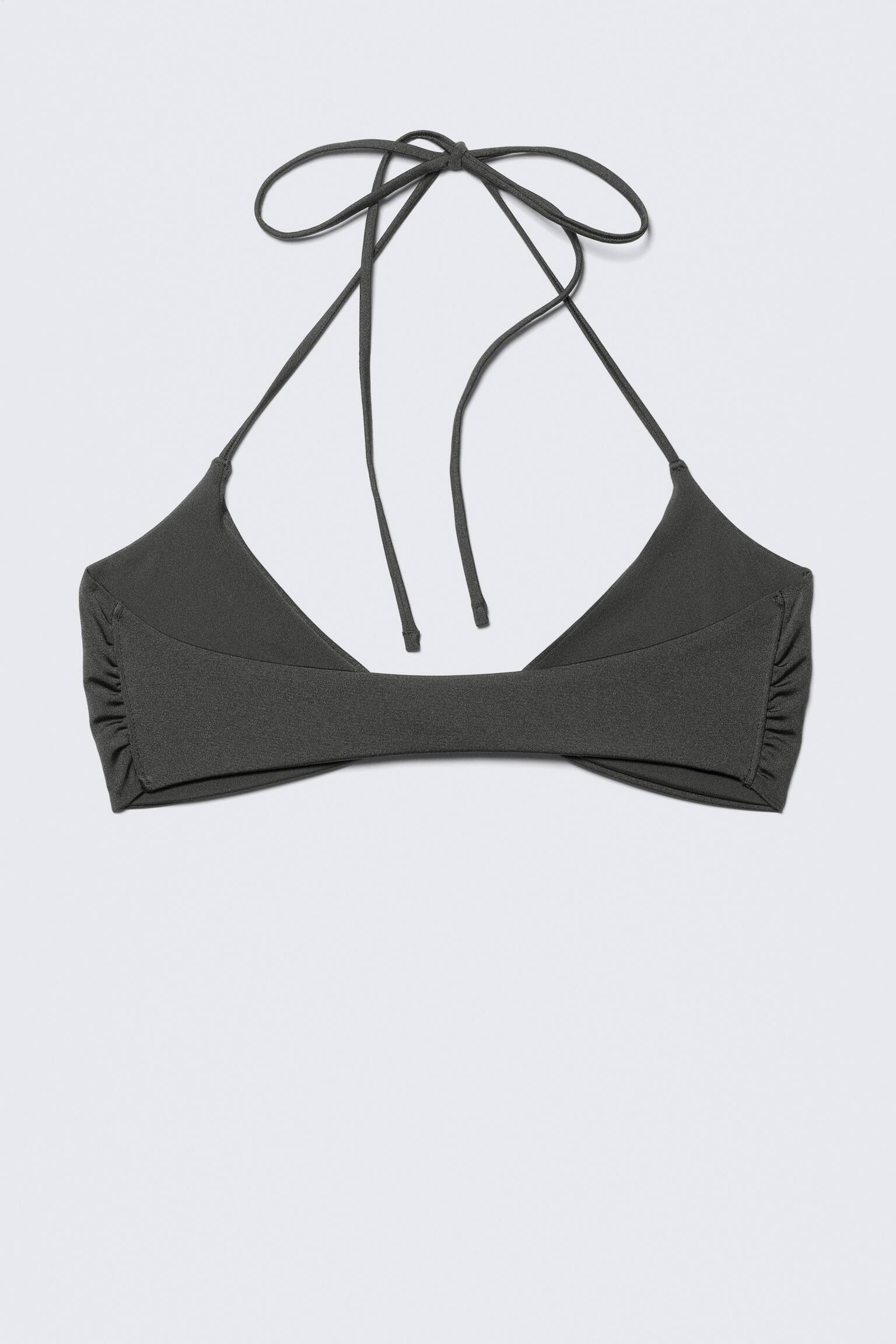 Top de bikini con vuelta y cuello halter - Gris oscuro/Negro - 3