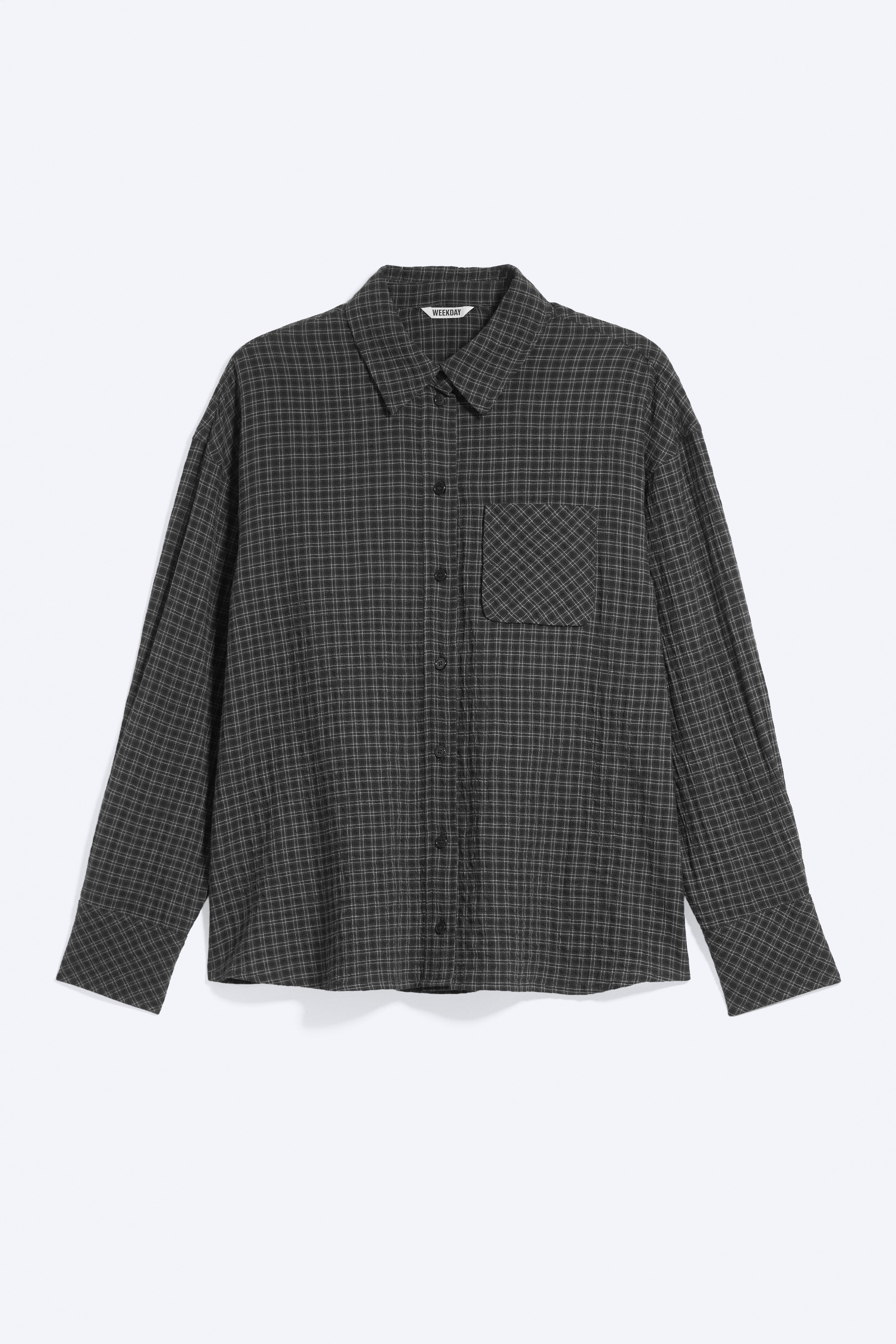 Oversized bomuldsskjorte med lange ærmer - Sort med tern/Stribet sort