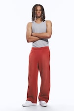 Rouge - Pantalon de jogging droit ample taille mi-haute - 0