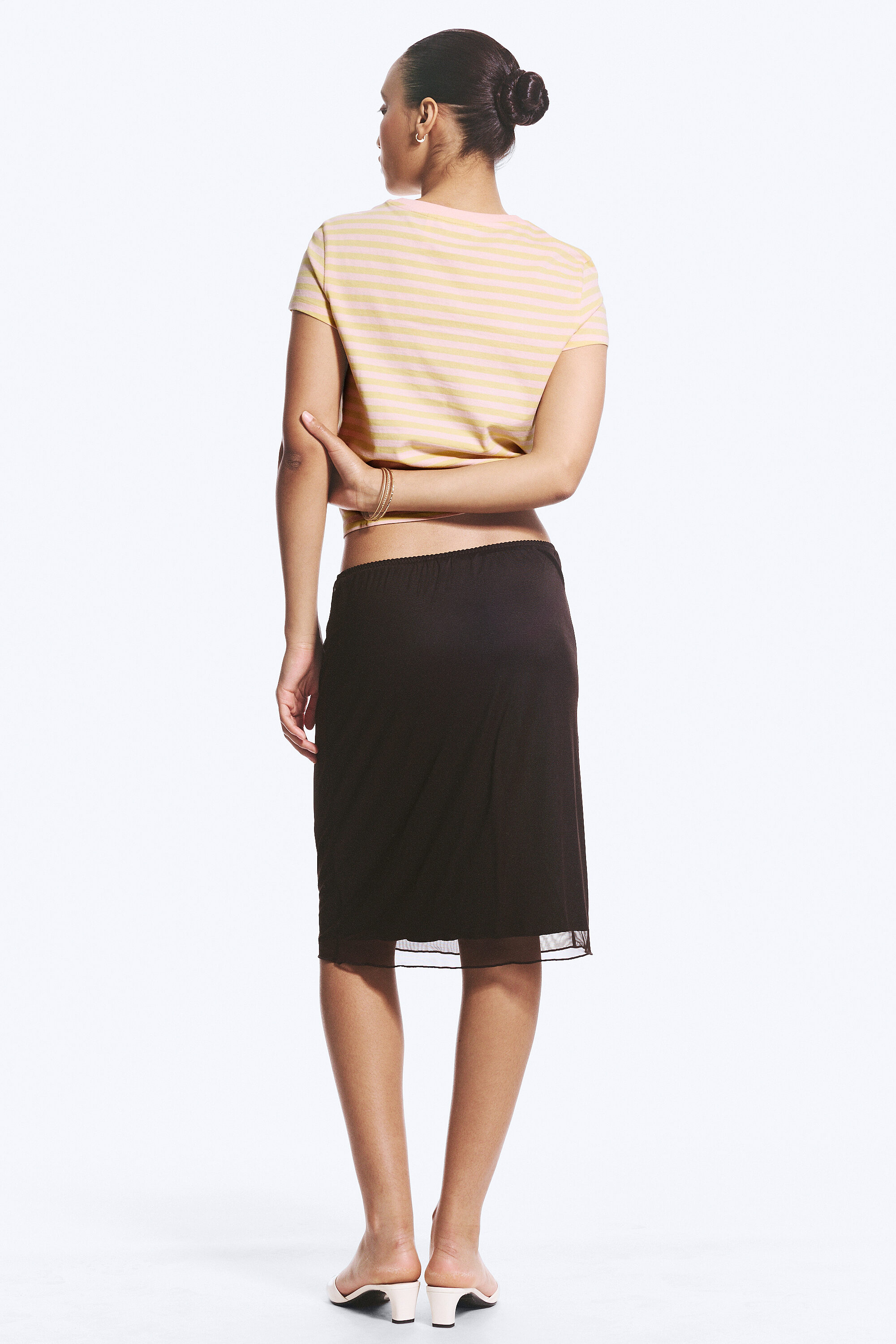 layered mesh midi skirt - Dark Brown | Monki WW