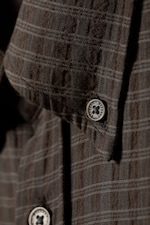 Checked Dark Brown - Loose Structured Button-Down Shirt - 5