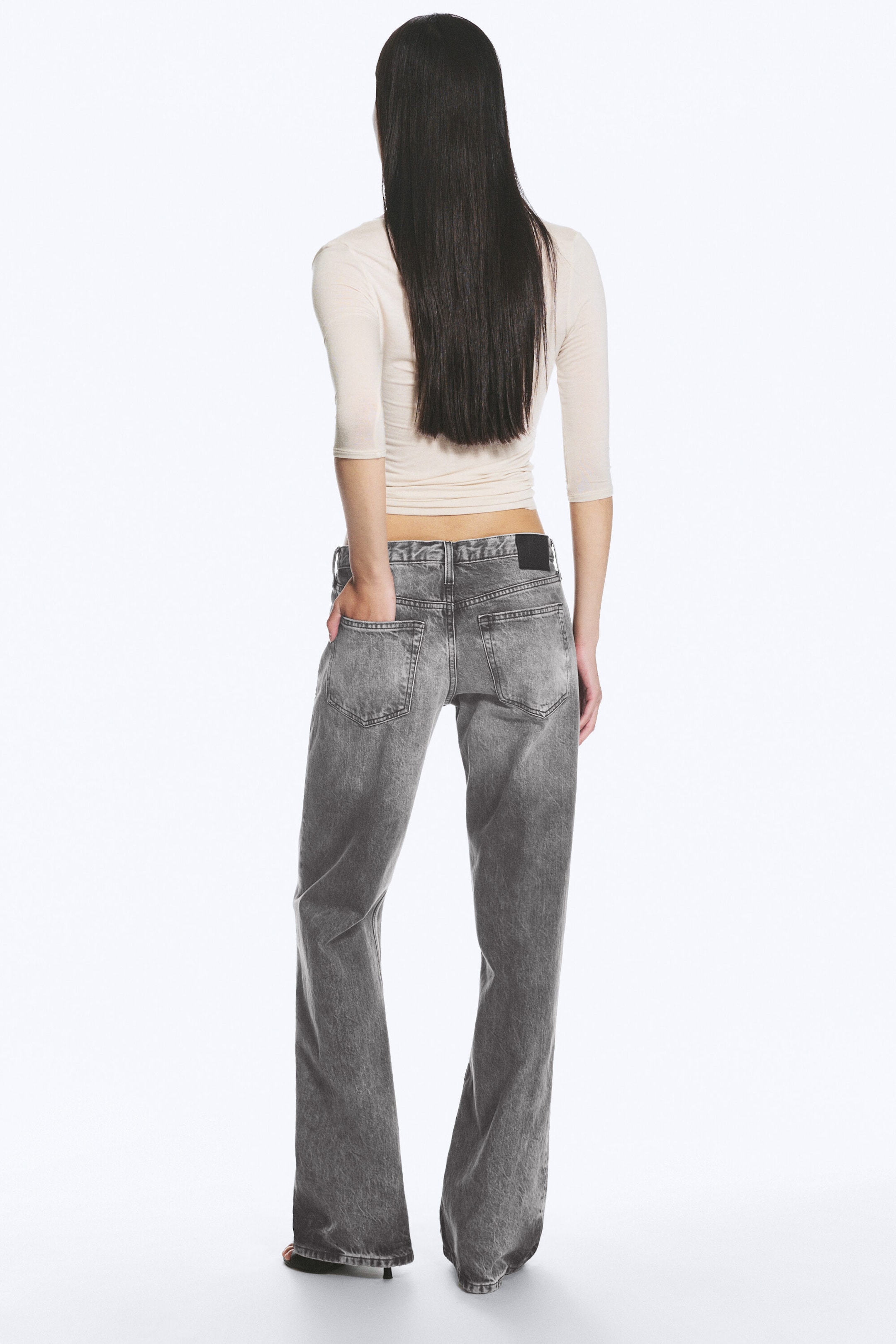 Alien Black - Washed Schwarz - Aura Low Waist Relaxed Bootcut Jeans - 6