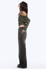 Chafe Black - Looser Regular Waist Loose Straight Jeans - 5