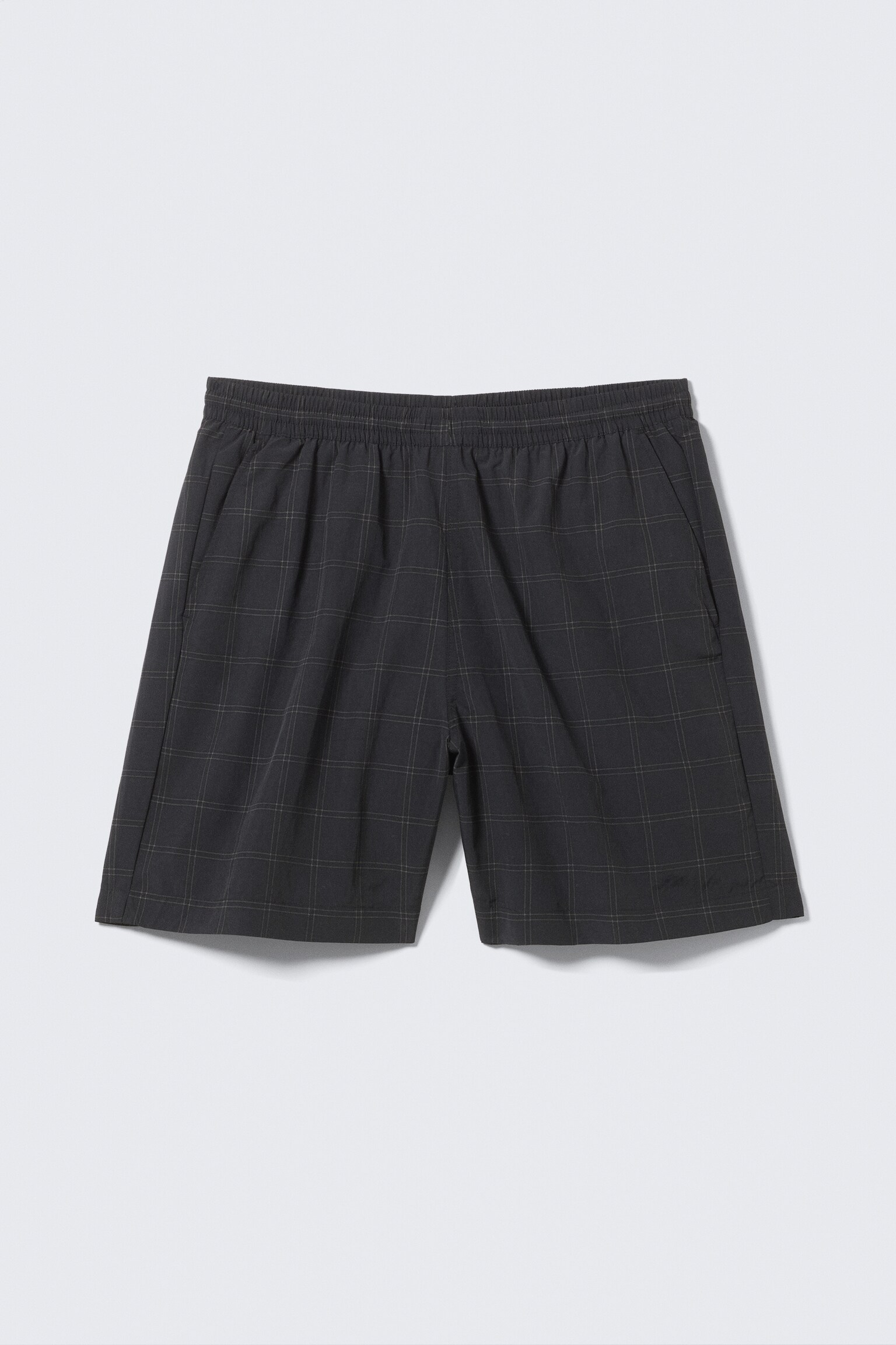 Checked Nylon Swim Shorts - Checked Black/Σκούρο μπλε καρό