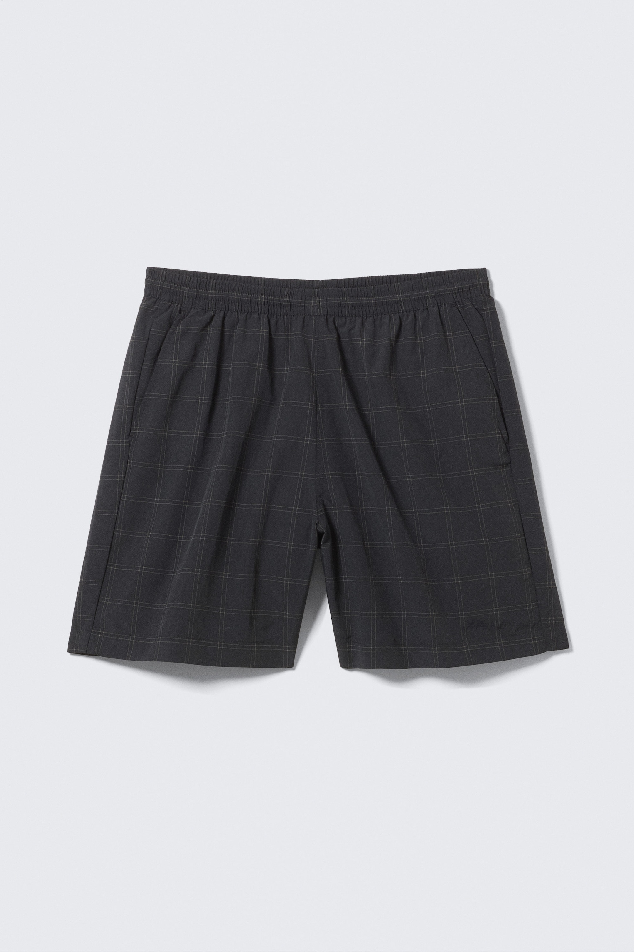 Svartrutete - Rutete badeshorts i nylon - 0