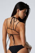 Black - Strappy Tie-Back Bikini Top - 2