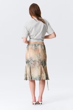 Beige - Snakeskin-patterned - Low Rise Mermaid Midi Skirt - 7