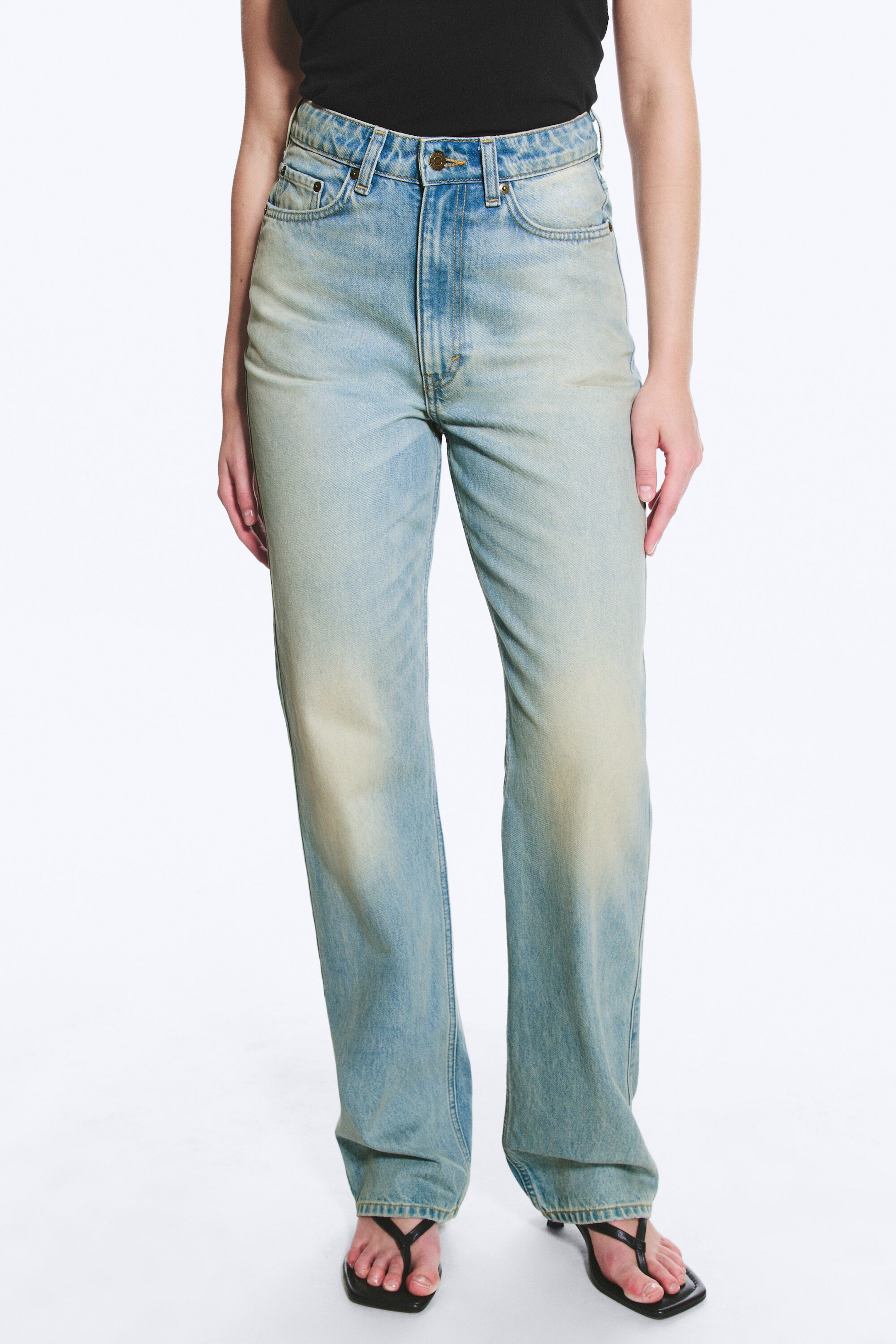 Port Blue - Light Blue - Rowe Super High Waisted Regular Straight Jeans - 3