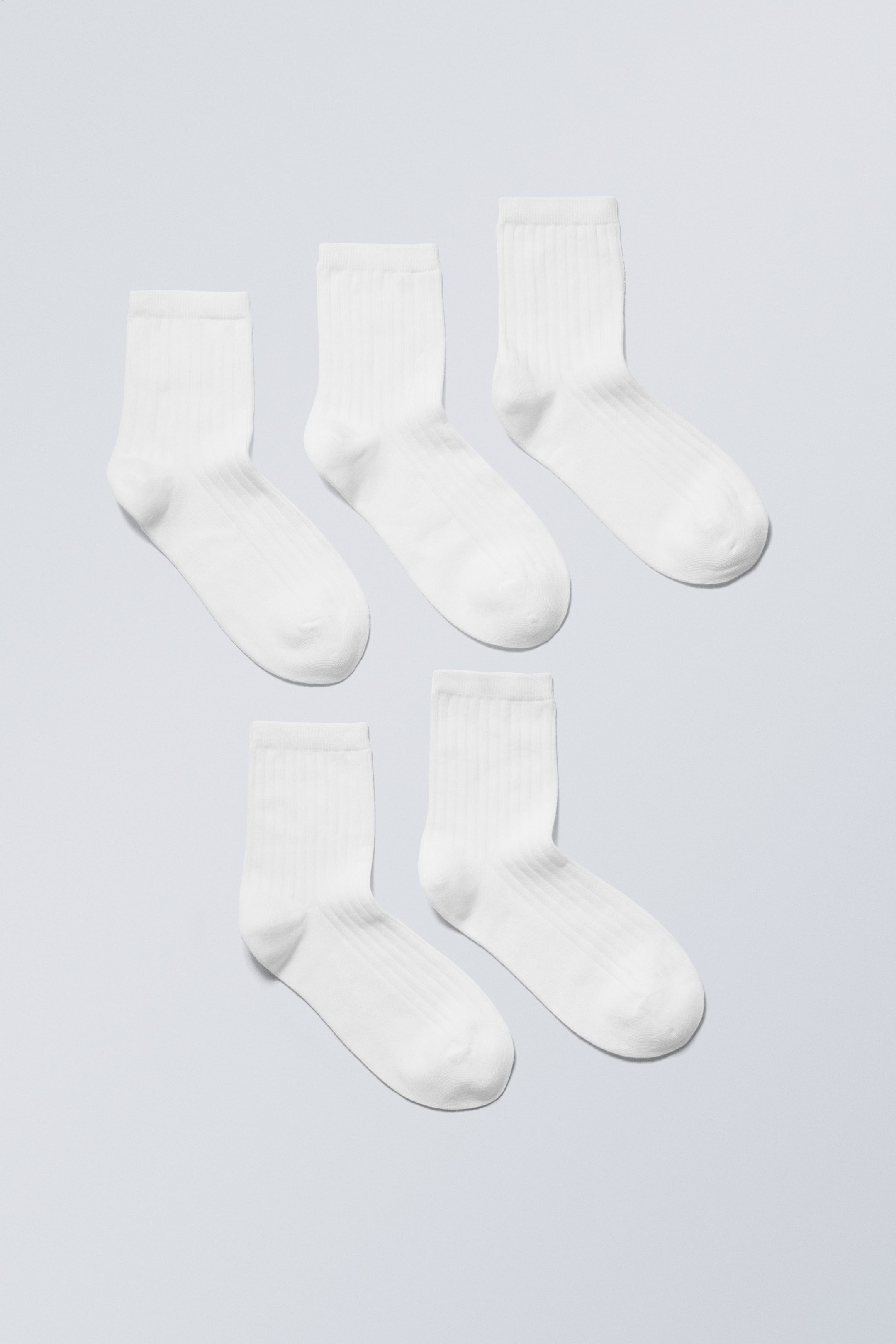 Blanc - Lot de 5 paires de chaussettes en coton côtelé - 0