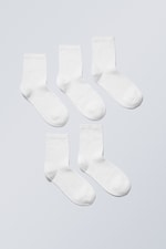 Blanc - Lot de 5 paires de chaussettes en coton côtelé - 0