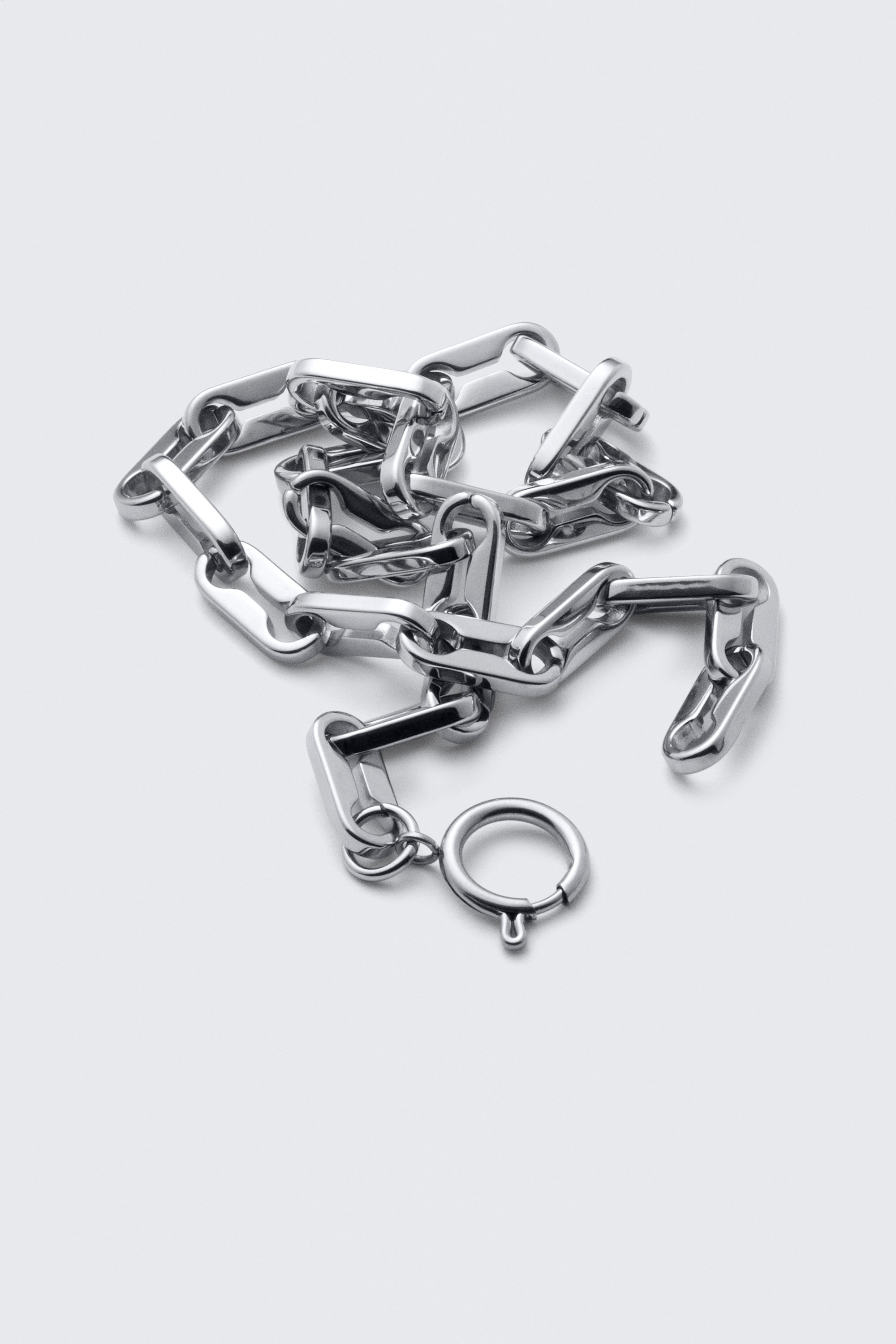 Silver - Steel Chain Necklace - 2