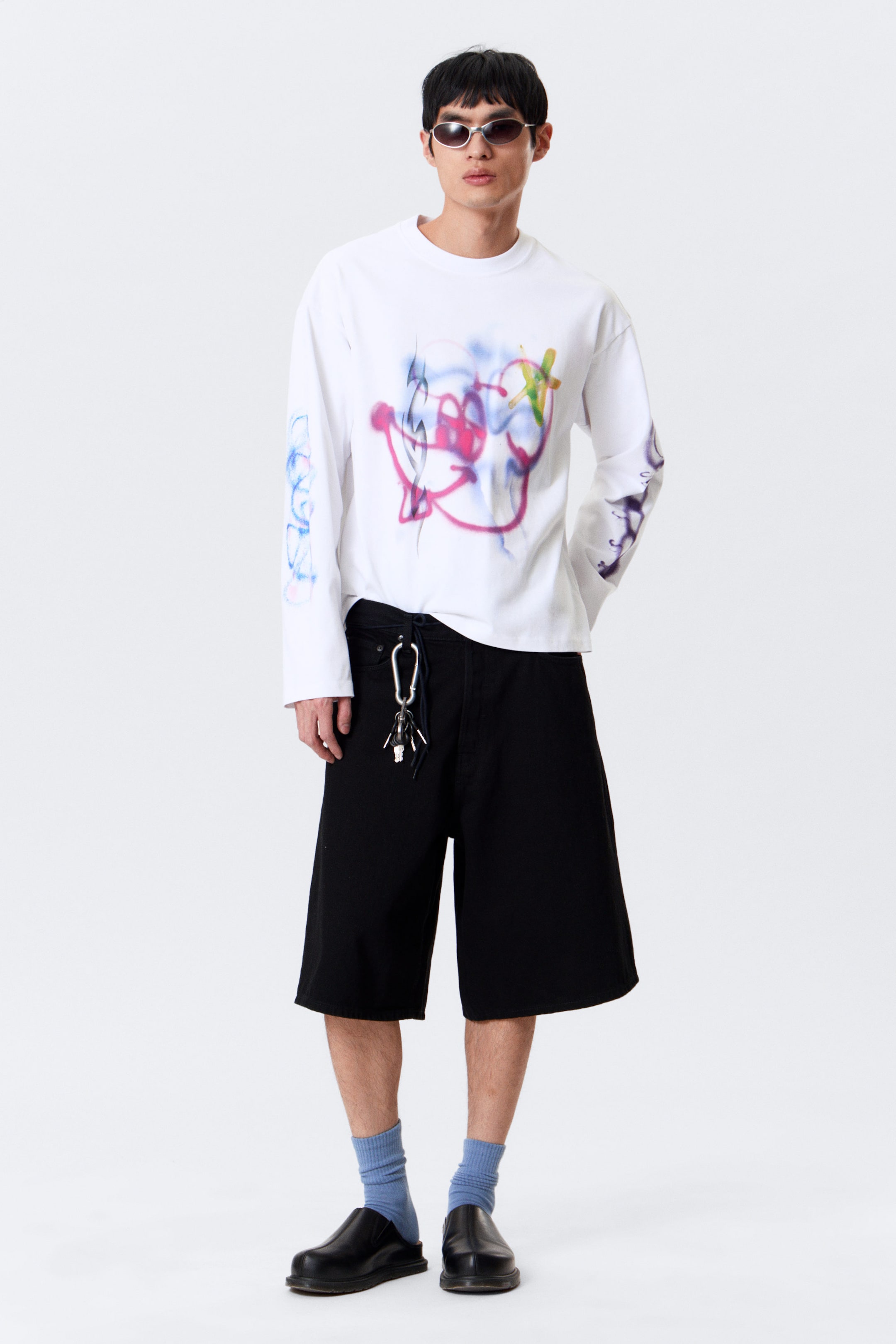 Blanc - Tag spray - T-shirt carré graphique à manches longues Great - 2