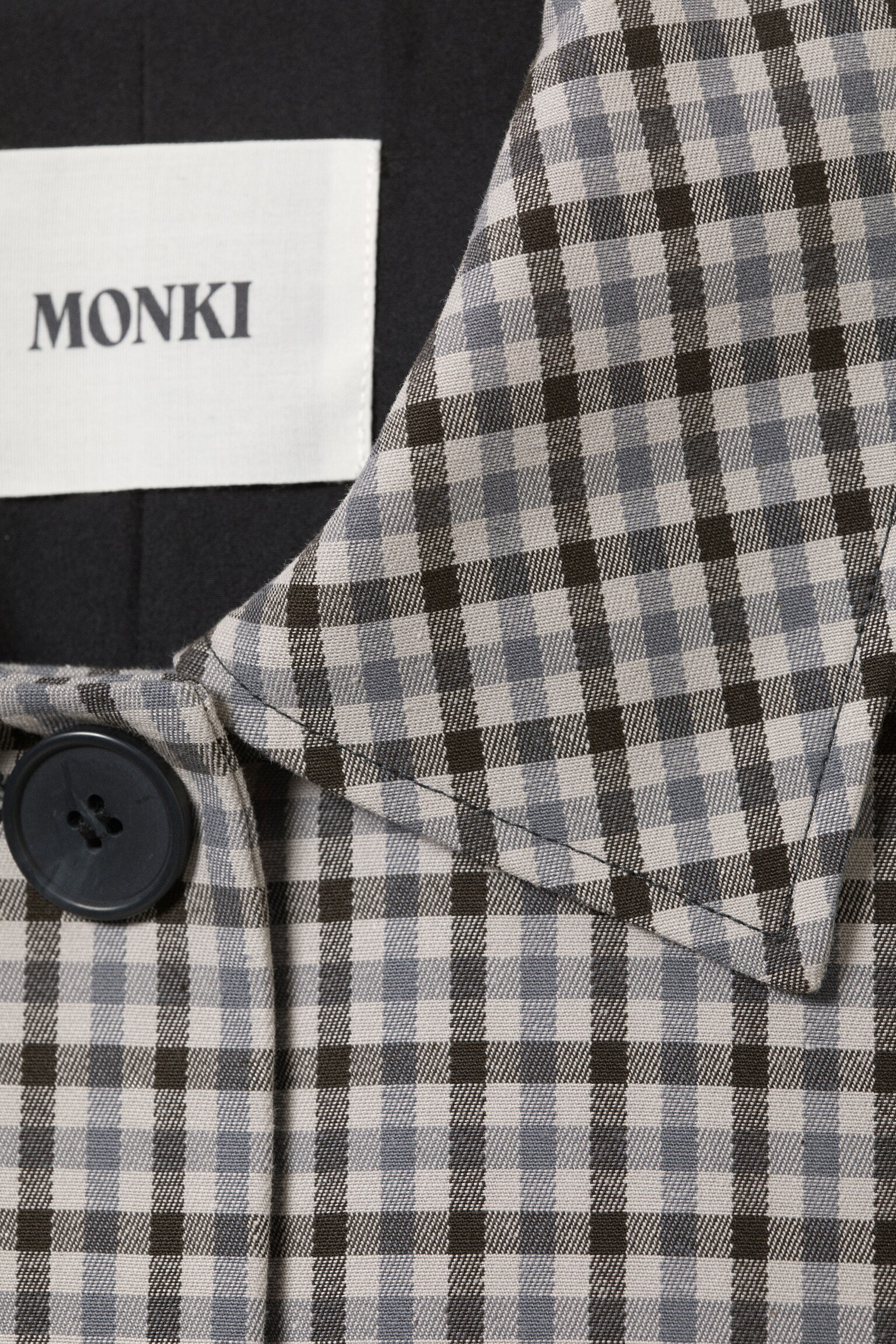 Locker geschnittener, einreihiger Car-Coat - Grau kariert/Staubiges Maulwurfsgrau/Beige - 6