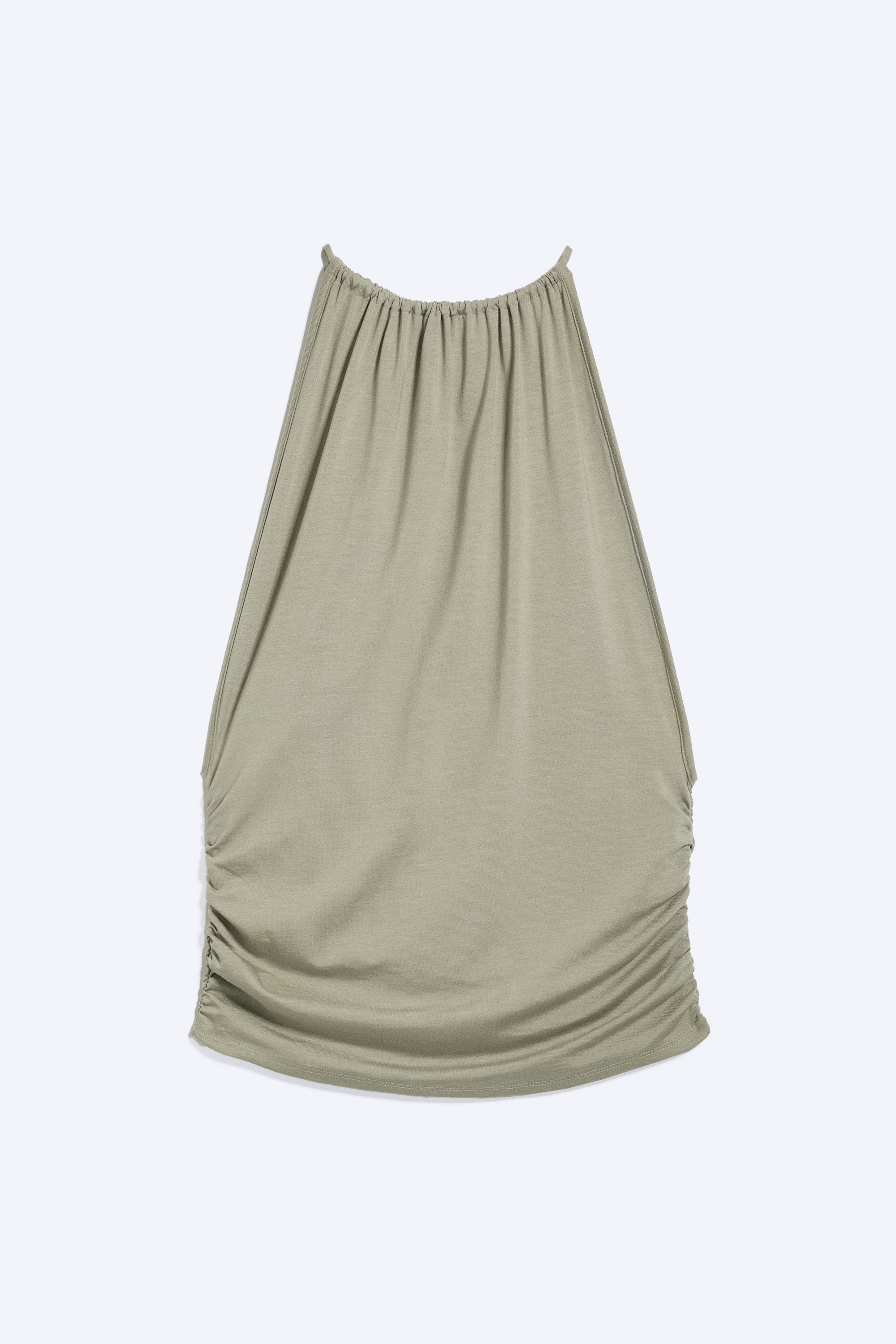 Ermeløs rynket halterneck-topp - Støvet kakigrønn/Svart