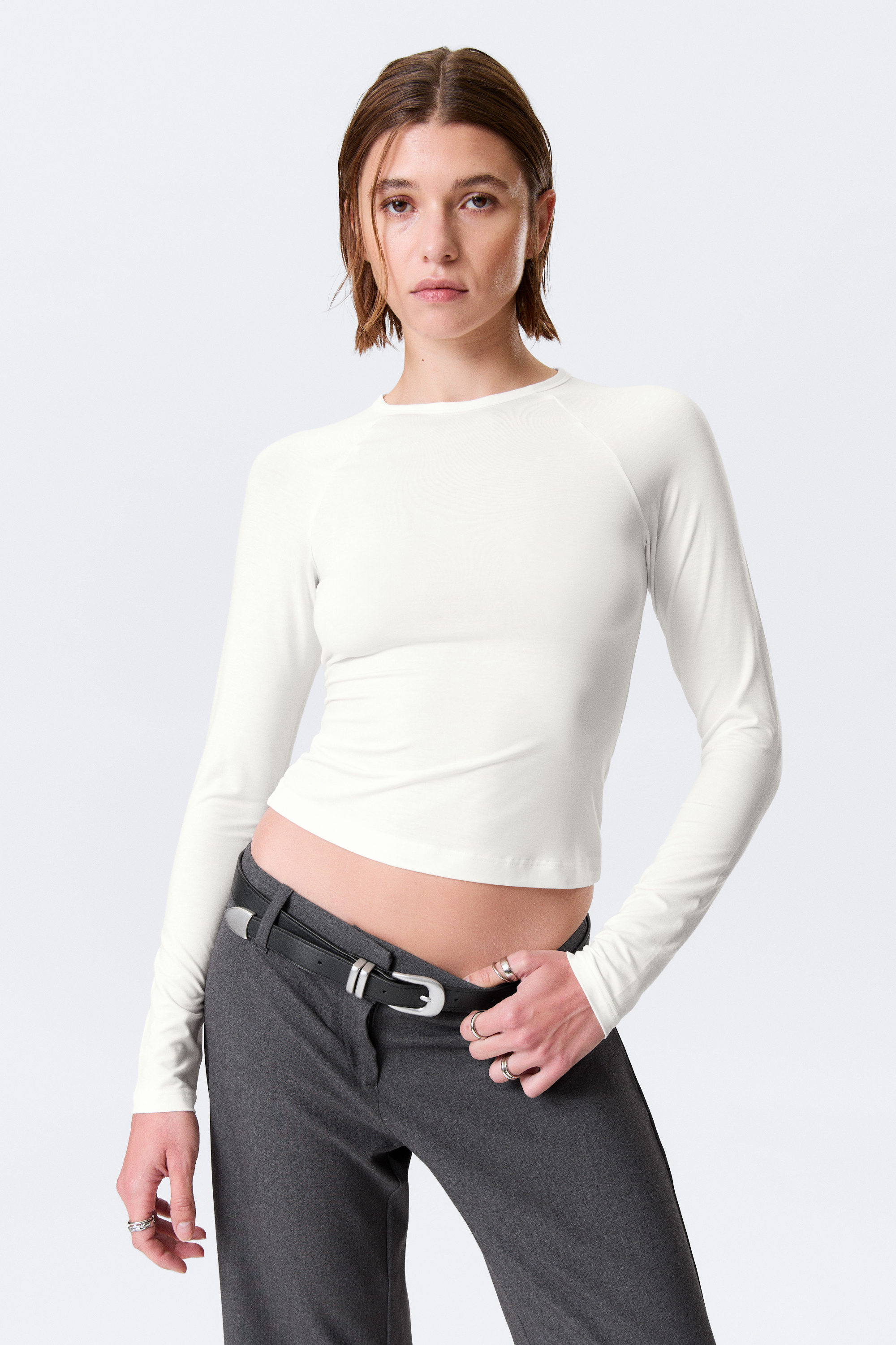 White - Fitted Raglan-Sleeved Top - 4