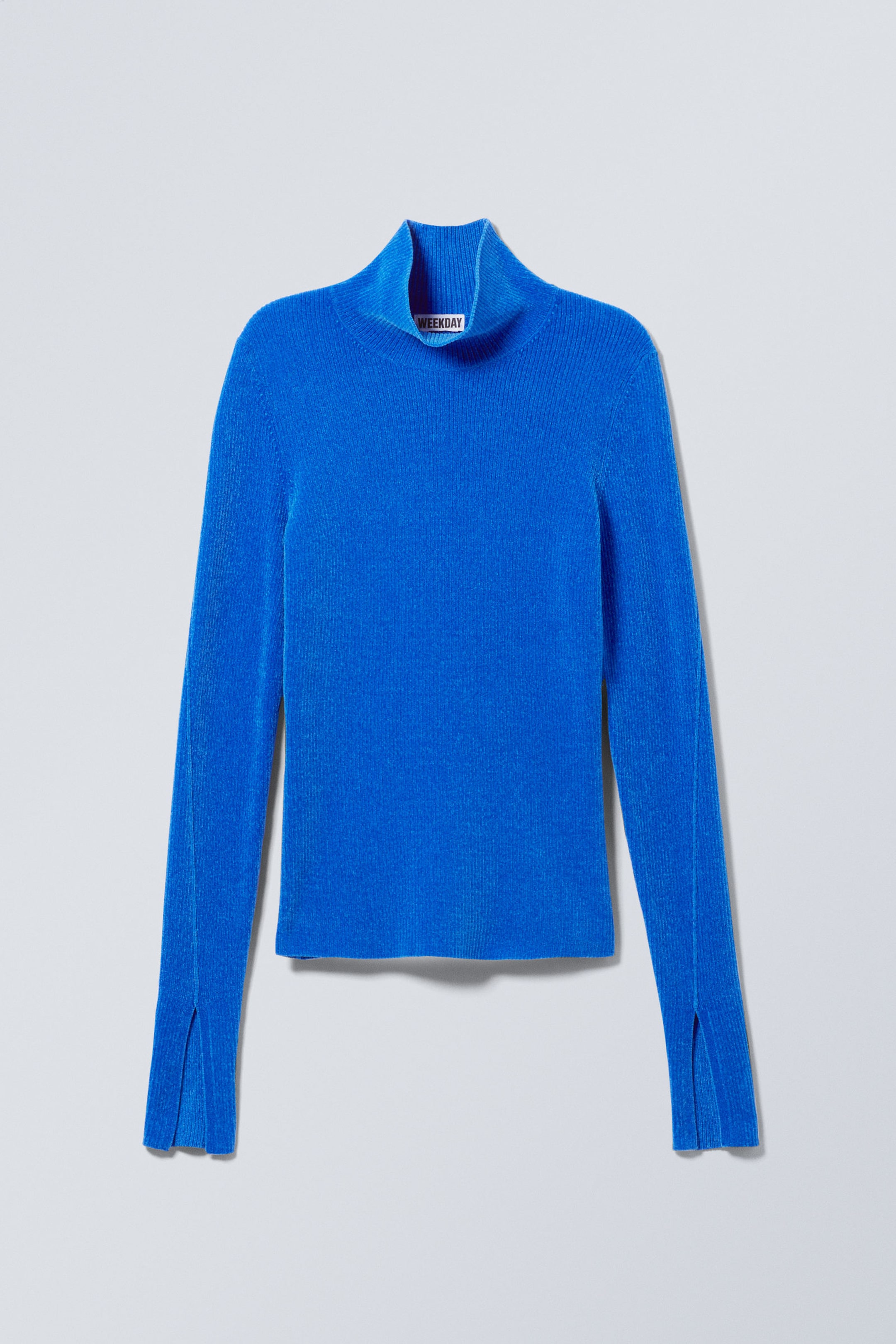 Bright Blue - Rib-Knit Chenille Turtleneck Sweater - 1