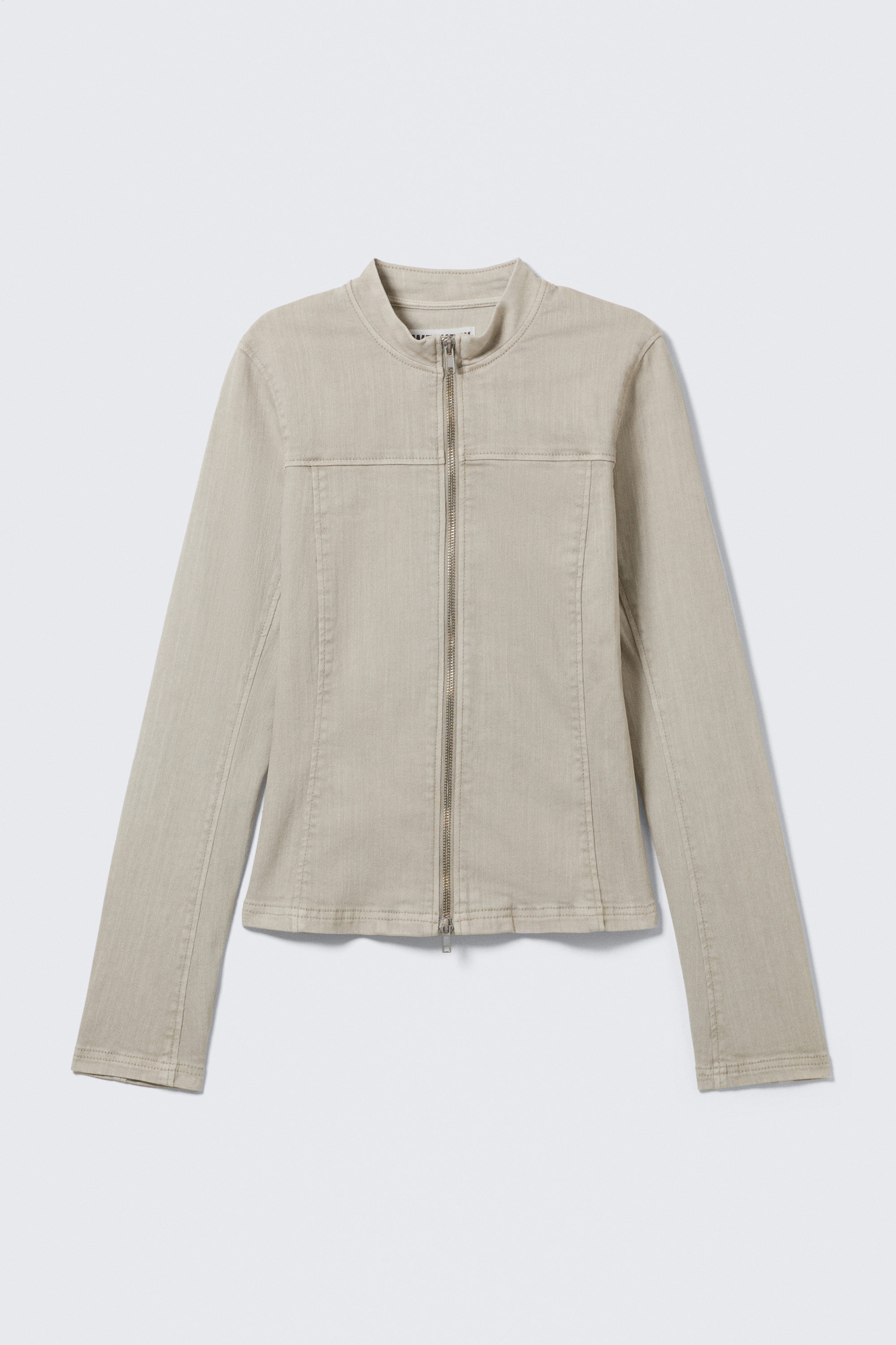 Light Beige - GENEVIEVE SLIM STRUCTURED COTTON ZIP JACKET - 4