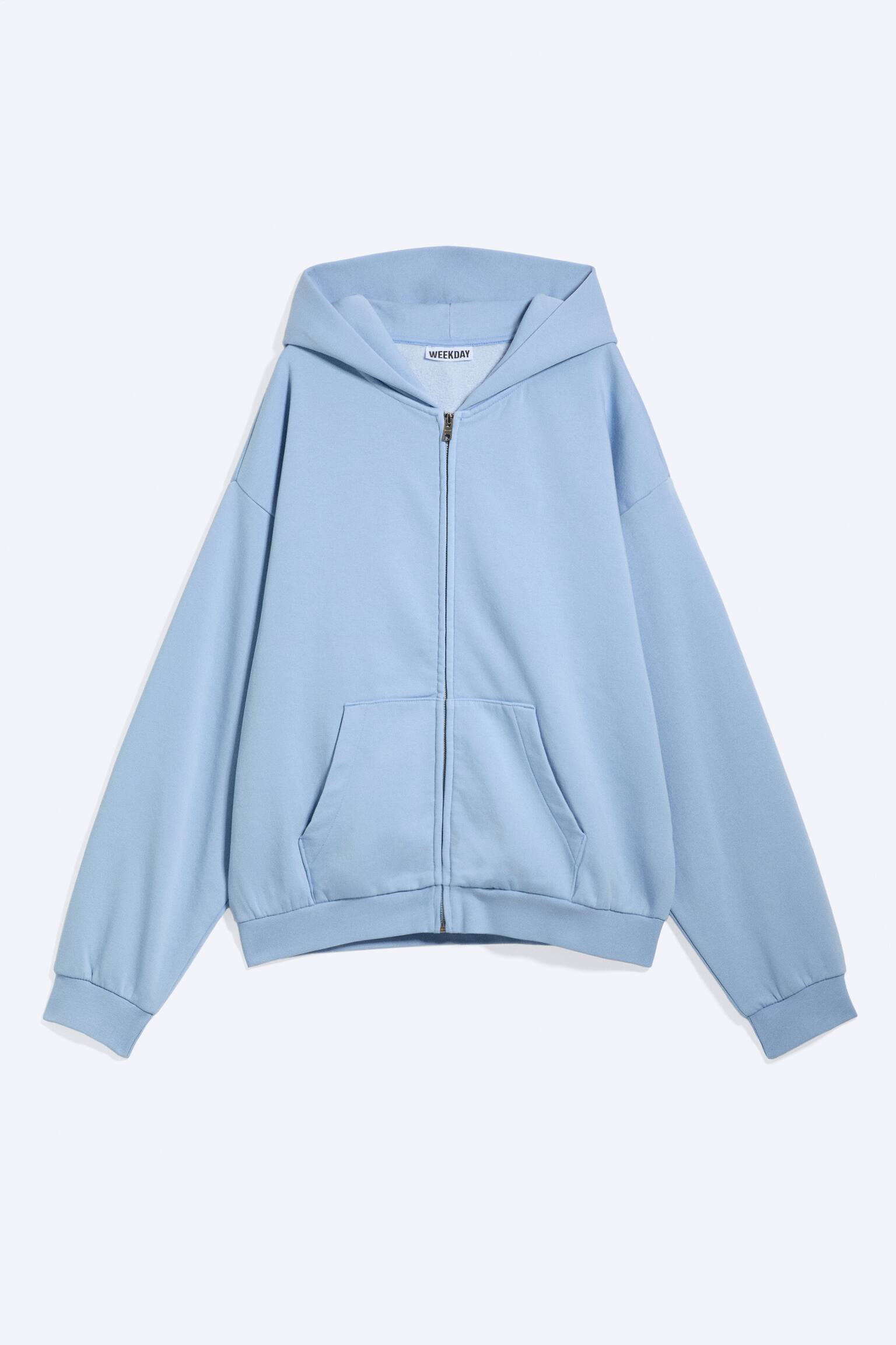 Loose Zip Hoodie - Tvättad Ljusblå/Mörkgrön/Gråmelerad/Mörkbrun/Svart/Mörkgrön/Mörkbrun - 1