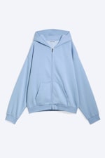 Verwaschenes Hellblau - Weit geschnittener Zip-Hoodie - 4