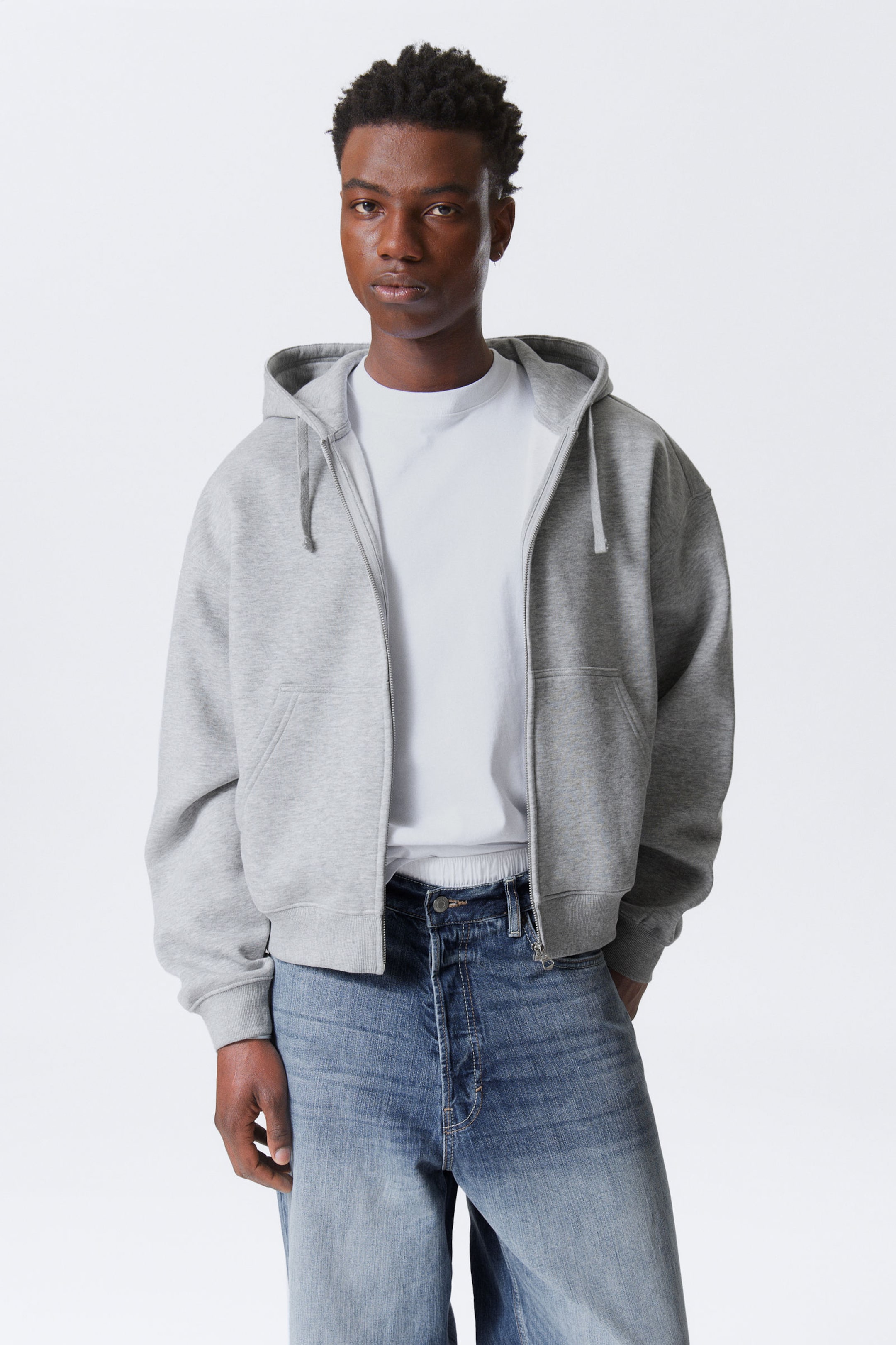 #A5A5A5 - Boxy Midweight Zip Hoodie - 1