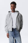 boxy midweight zip hoodie - Light Grey Melange | Weekday WW