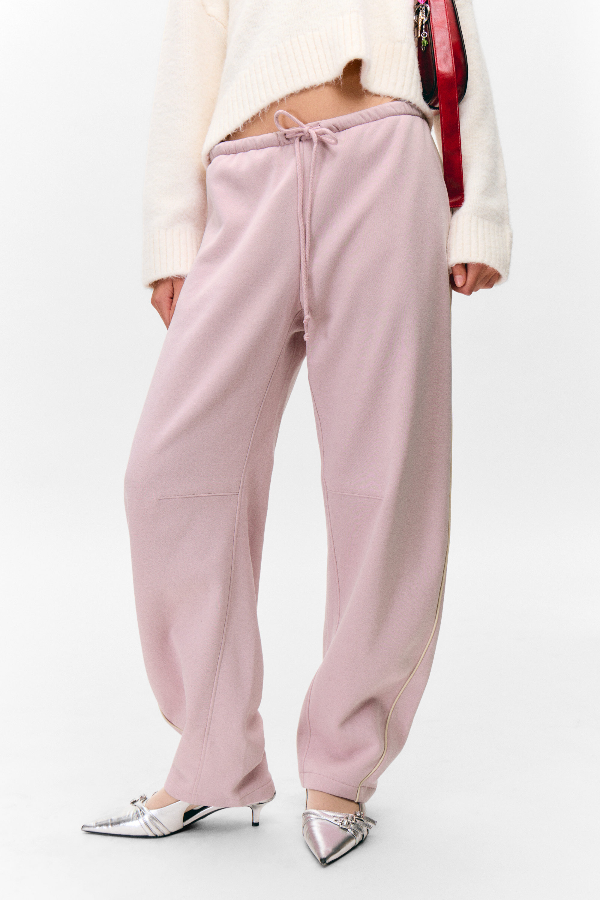 Light Dusty Pink - Low Rise Barrel Leg Sweatpants - 2