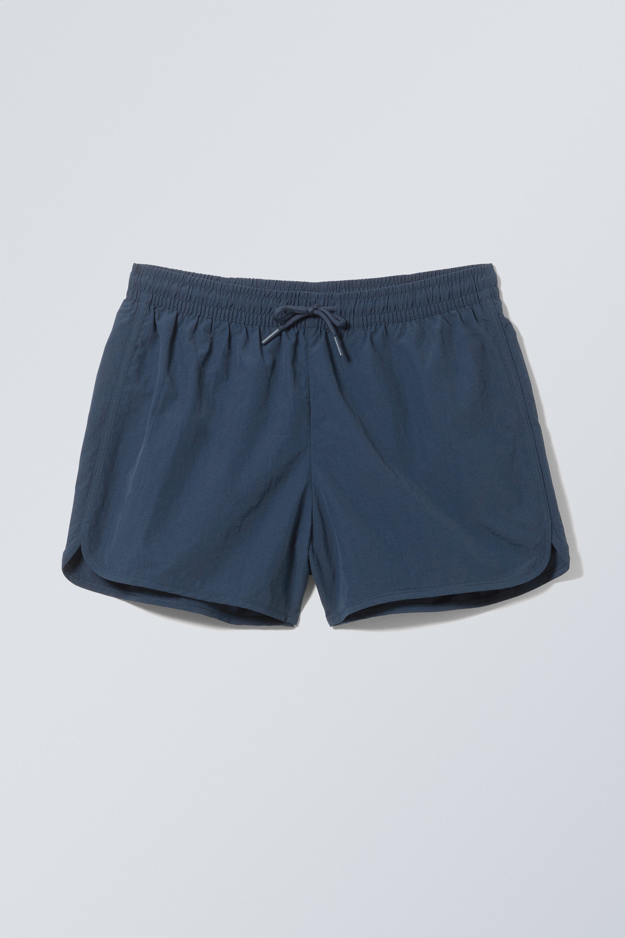 Dark Blue - Structured Mid-Thigh Swim Shorts - 0