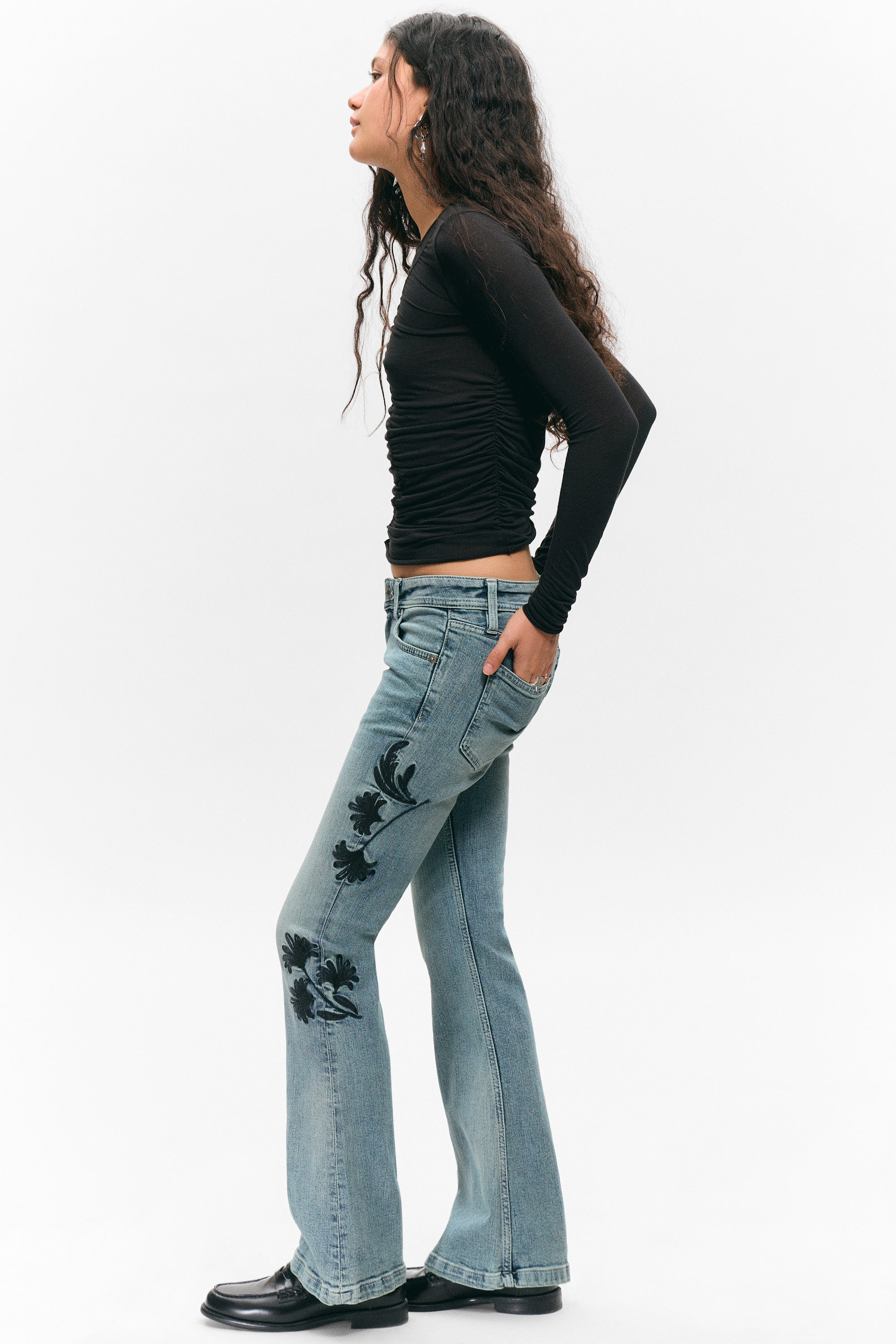 Perseus Blue - Medium Blue - Low Rise Regular Bootcut Leg Jeans - 1
