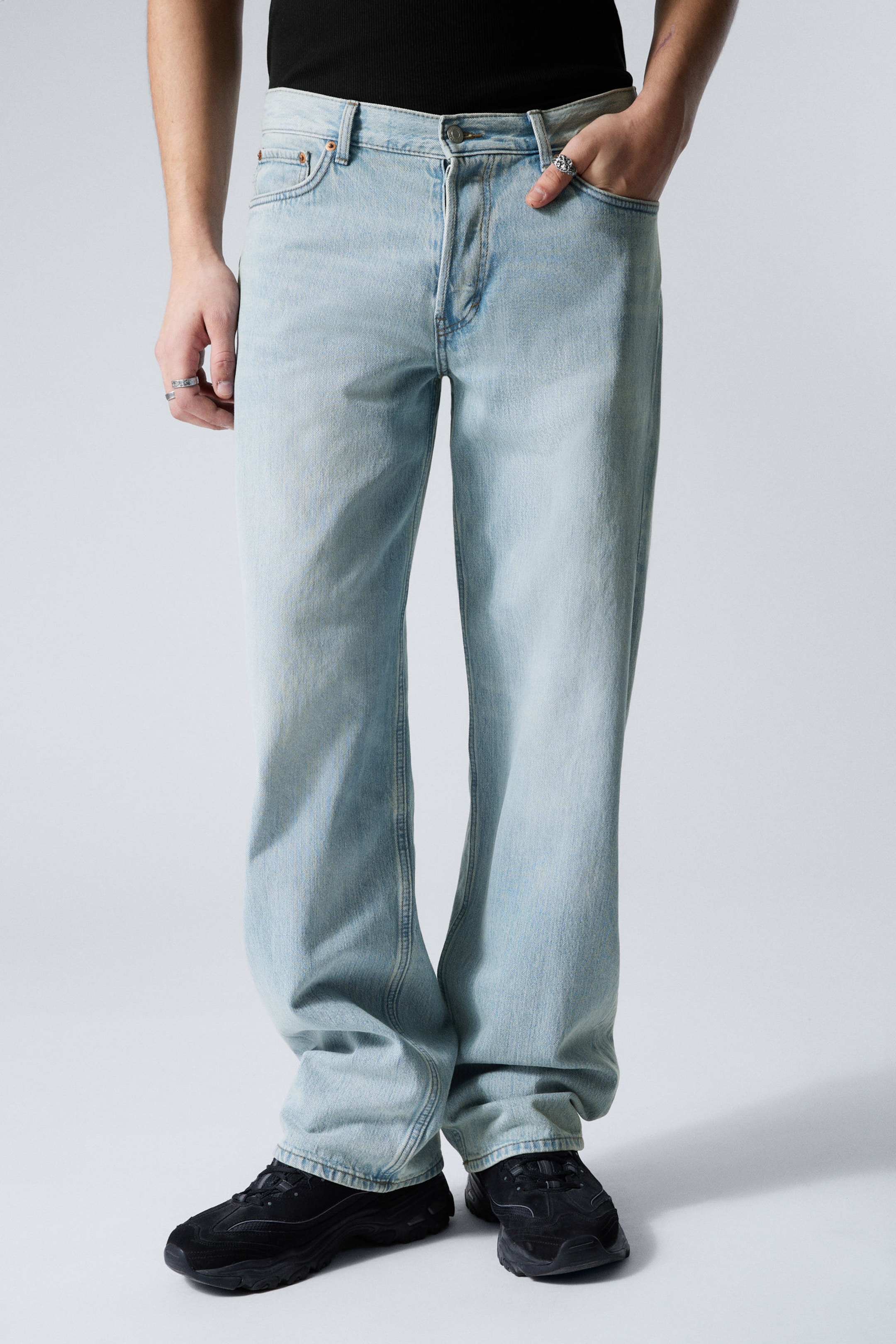 #8898AC - Sphere Low Waist Loose Straight Leg Jeans - 2