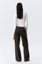 Ink Black - Black - Ample Low Rise Loose Wide Leg Jeans - 4