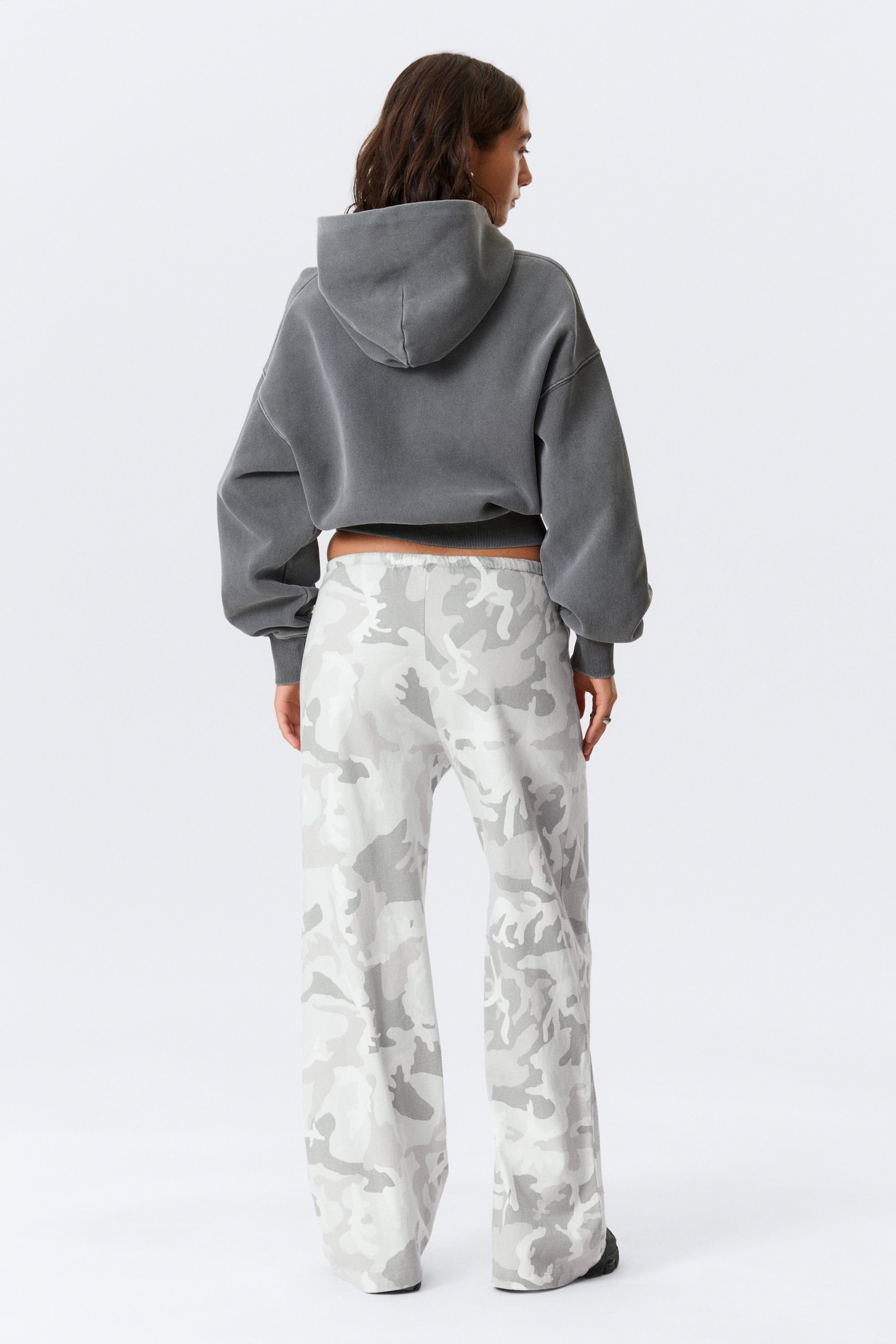 White - Camo - Printed Wide-Leg Pull-On Trousers - 3