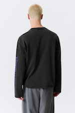 Schwarz - "Midnight Nightmare" - Kastiges Langarmshirt mit Grafikprint - 3