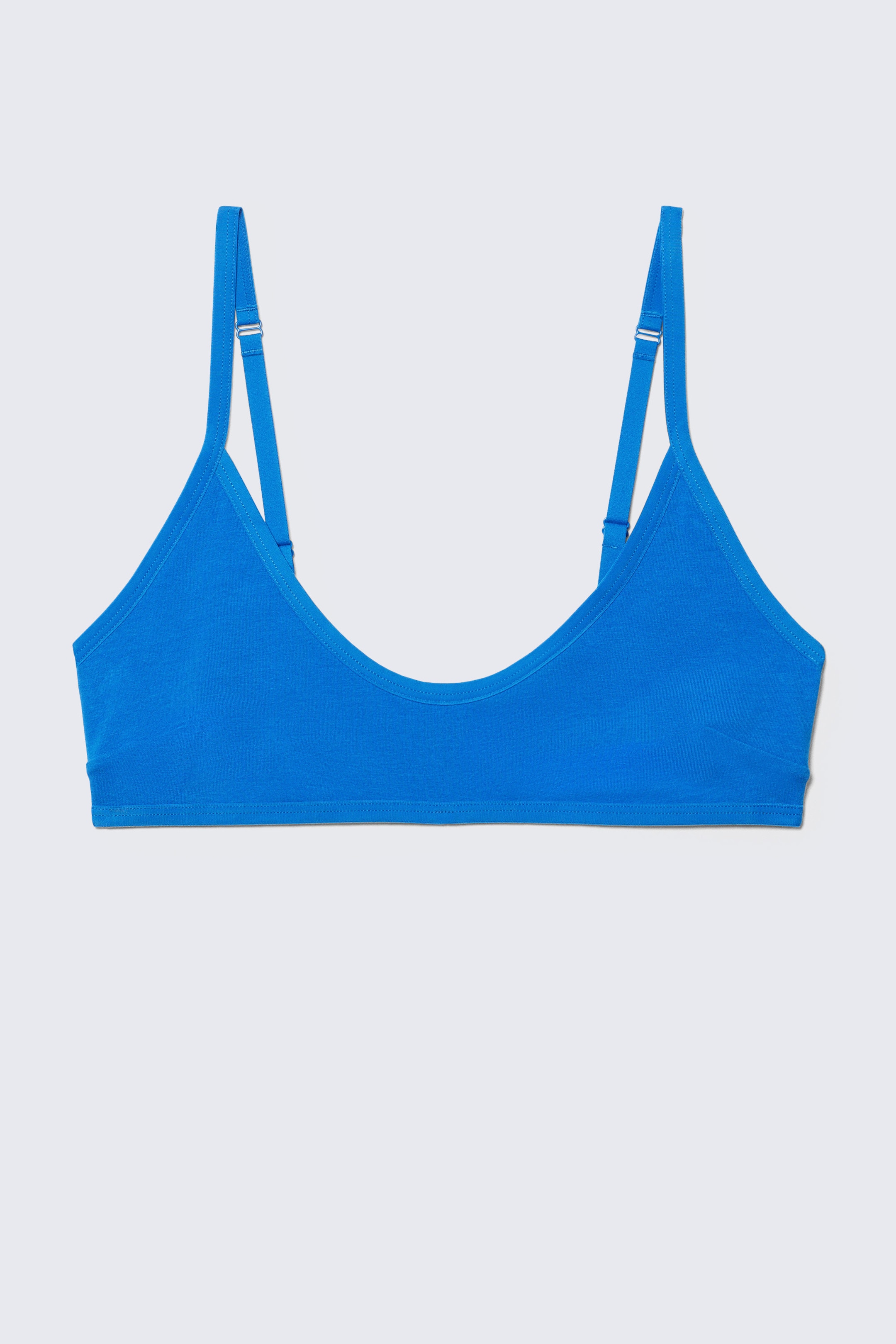 Bright Blue - Inez Scooped Cotton Bralette - 0