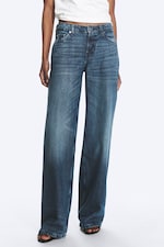 Sailor Blue – middels blå - Ample jeans med lavt liv, vide ben og løs passform - 1