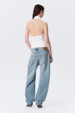 White - Sleeveless Halterneck Shirt Top - 2