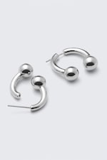 Silver - Sculptural Open-ended Hoop Earrings - 0